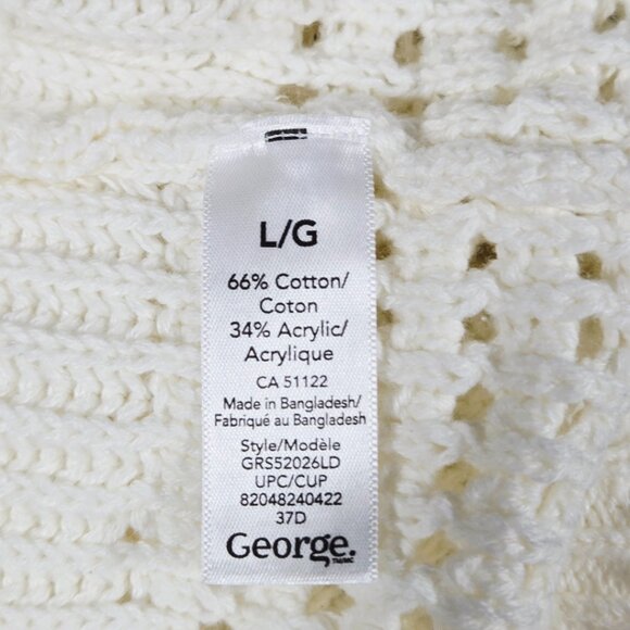 New Off-White Knit Women’s Top with Eyelet Hole Detail – Size Large - Picture 4 of 5